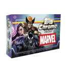 Marvel characters on Topps Chrome 2026 box for collectible cards.