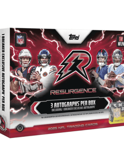 2025 Topps Resurgence Football trading card box with NFL players.