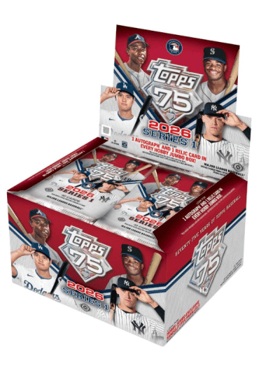 2026 Topps Series 1 Baseball Jumbo 6-box case with players.
