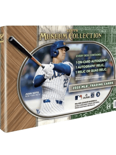 Baseball hobby box with Juan Soto autograph relic card inside.