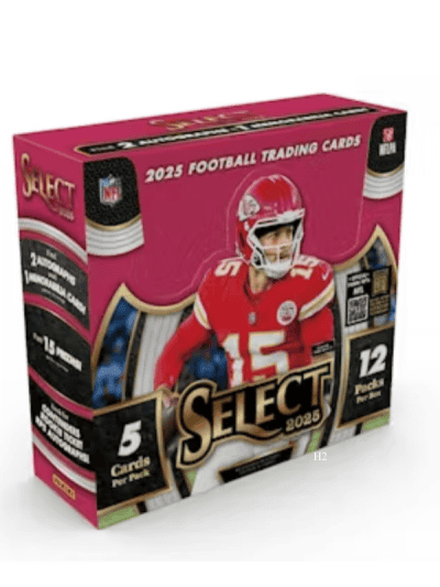 2025 Panini Select Football trading card box with player image.
