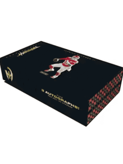 Panini Mahomes football card box for 2025 Panini Authentically Mahomes set.